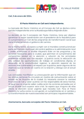 Bancada del Pacto Histórico se declara independiente